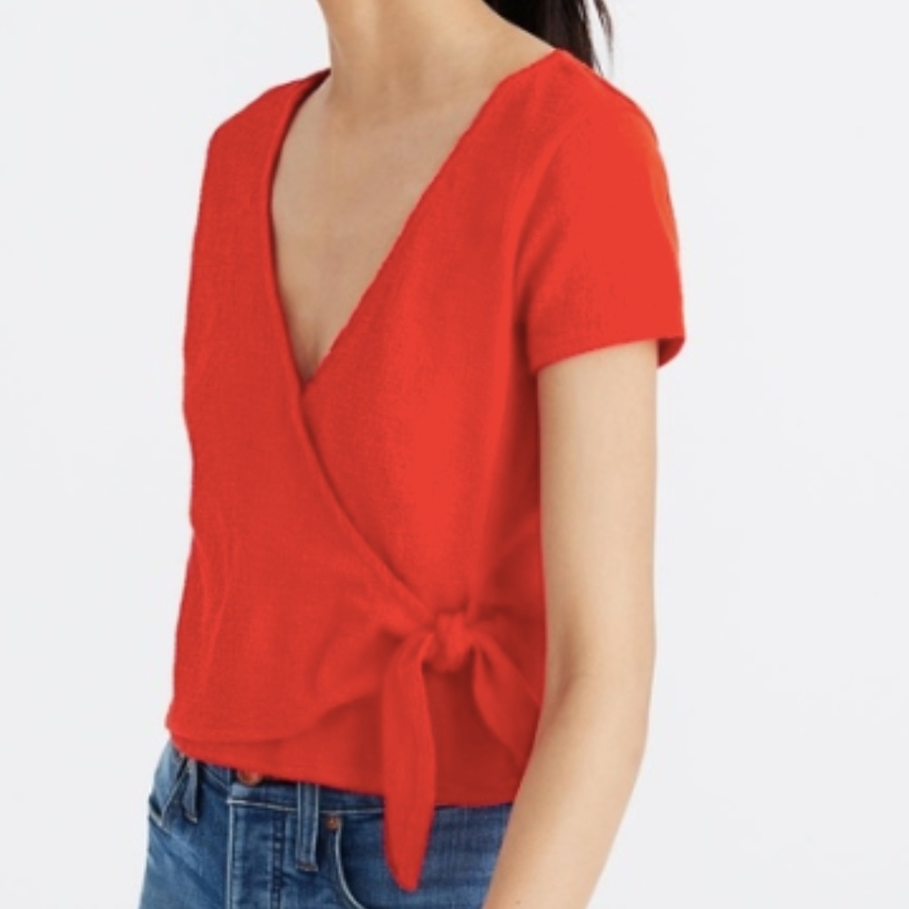Red Madewell Texture & Thread Side-Tie Crop